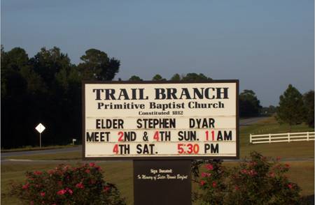 Trail Branch Church sign