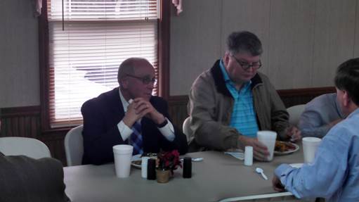Elder Phil Jones and Brother Mark Moore listening to “The Engineer” Keith King!